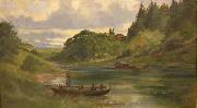 Johan Fredrik Krouthen Woman and Boat oil